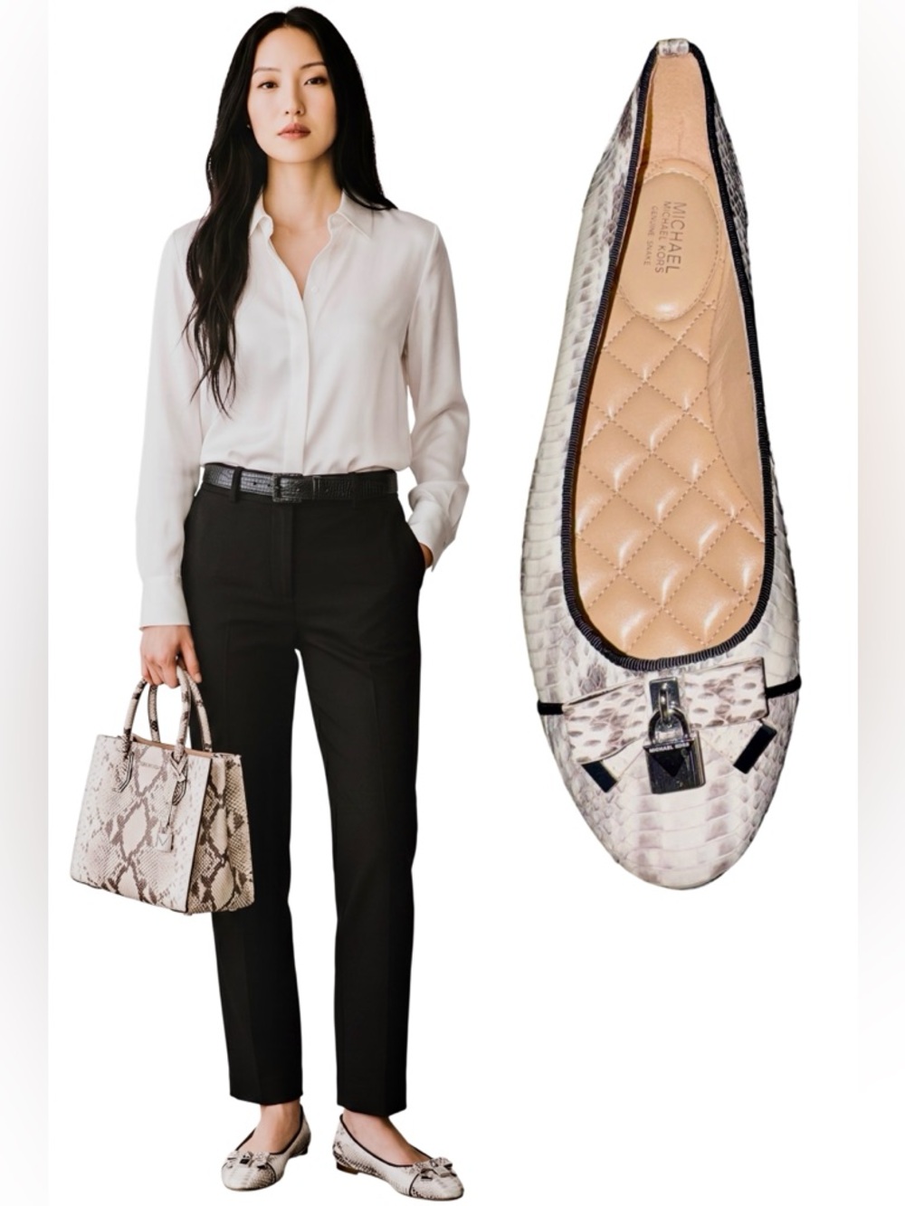 MICHAEL Michael Kors Genuine Snakeskin Leather Alice Ballet Flat 🐍